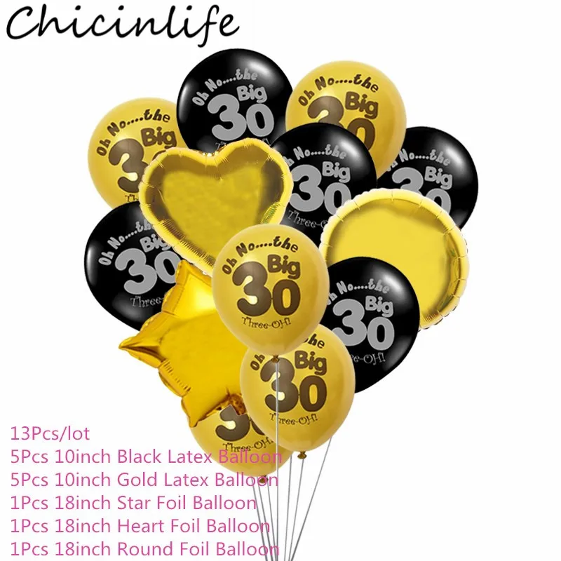 Chicinlife 12 дюймов Rosegold 30 40 50 лет конфетти воздушные шары для взрослых с днем рождения Юбилей шары Декор поставки - Цвет: 30