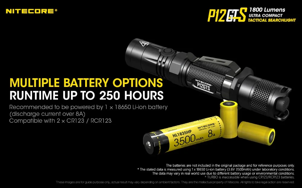 NITECORE P12GTS ручной тактический фонарь Cree XHP35 HD светодиодный Макс 1800 люмен луч бросок 226 м уличный фонарь для силовых органов