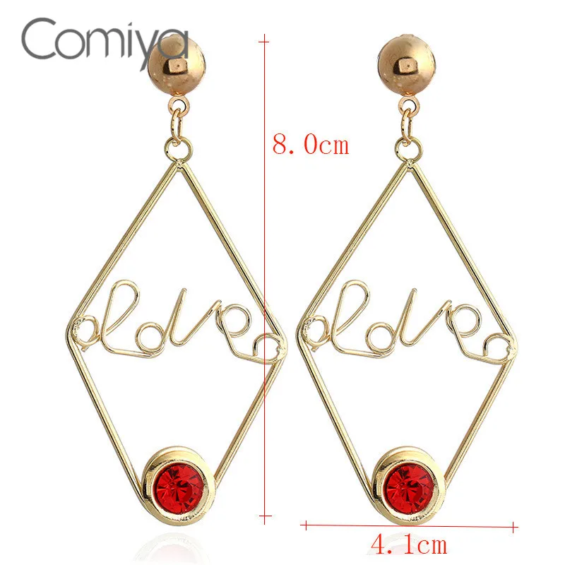 Comiya Crystal Drop Earrings For Women Vintage Accessories Hollow Out Alloy Geometric Jewelry Brincos Para As Mulheres Earring | Украшения
