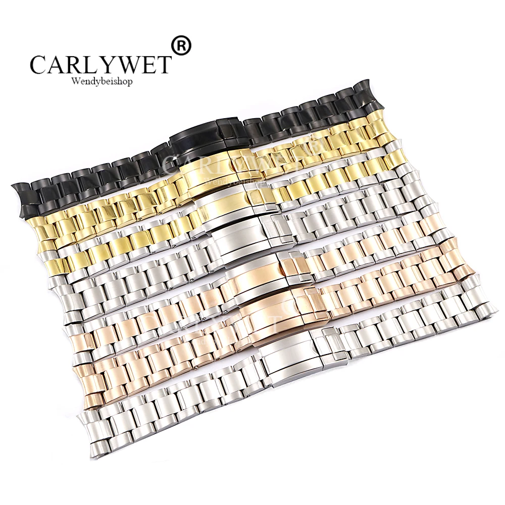 Ремешок для часов CARLYWET из нержавеющей стали 20 21 мм серебристый золотой розовый