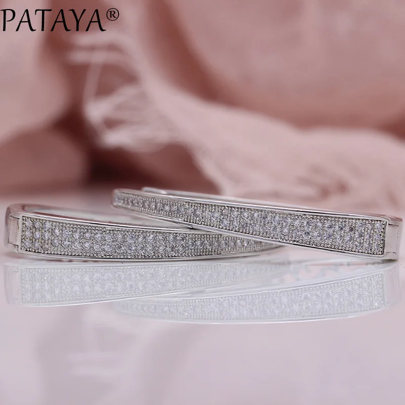 PATAYA новые необычные большие круглые серьги женские модные ювелирные изделия 585 розовое золото белый микро воск инкрустация натуральный циркон свисающие серьги