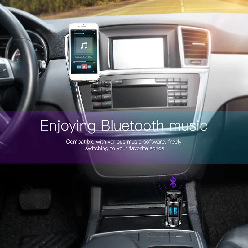 Baseus беспроводное Bluetooth автомобильное зарядное устройство 5 в 3 4 а громкой связи fm