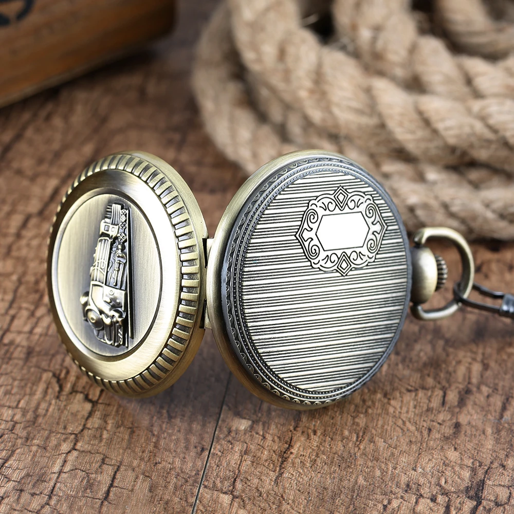 

Retro Big Pocket Watches with FOB Chain Running Steam Train Antique Style Quartz Watch Pendant Unisex Gifts relogio de bolso