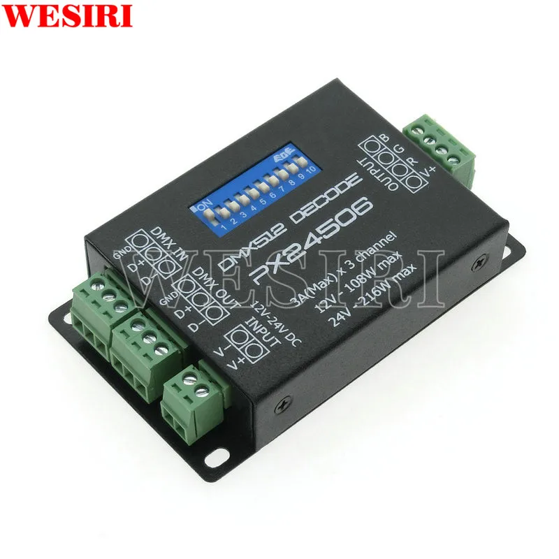 PX24506 DMX декодер драйвера RGB Усилитель контроллер для светодиодных ламп DC12