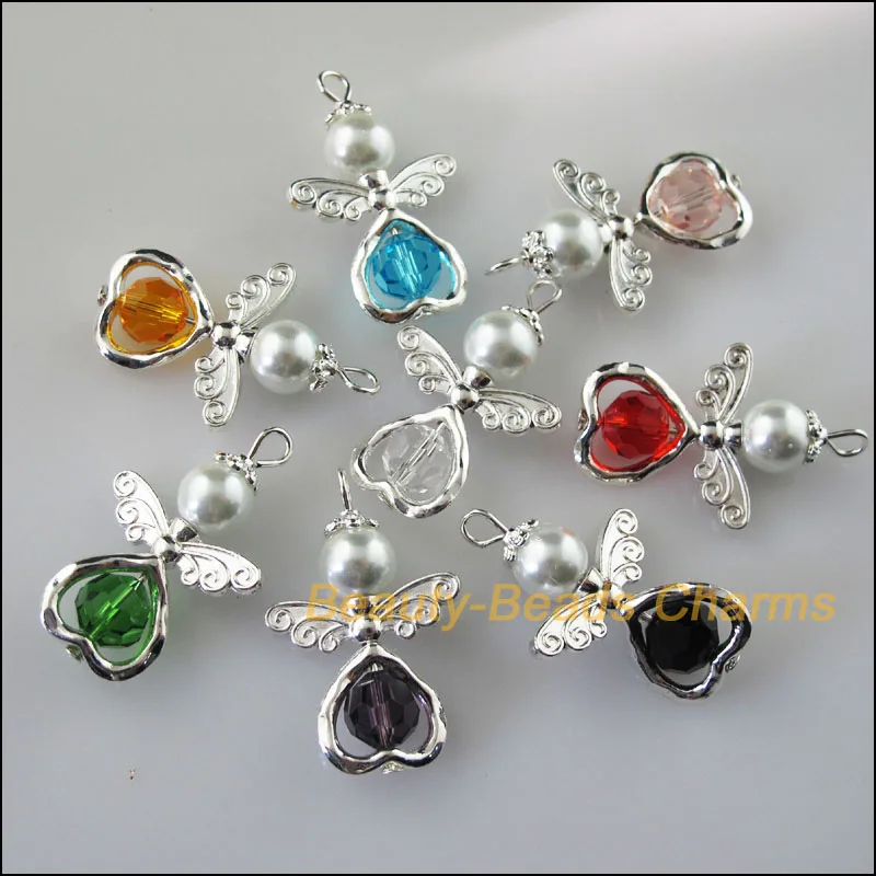 Модные 8 новые шармы для танцев смешанные ангела Подвески с серебряным покрытием