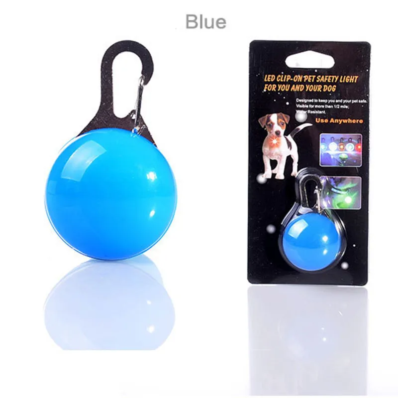 Blue Подвески с подсветкой собака украшения на шею безопасности света светодиодный свет для собак подвеска круглой формы животный амулет на воротник - Цвет: Blue