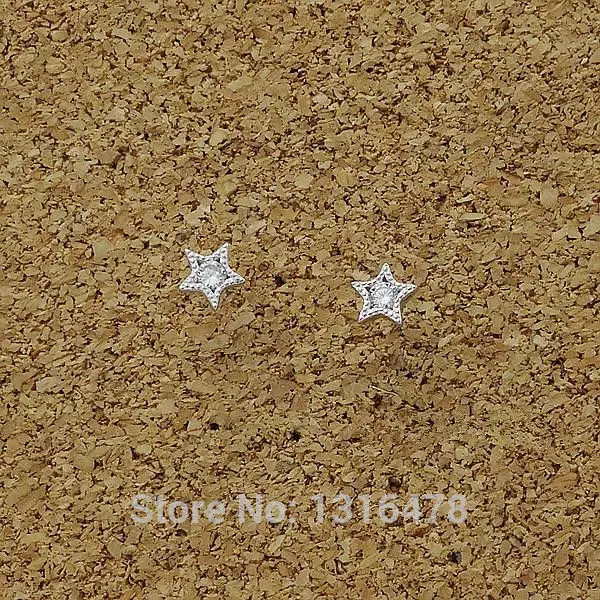 star 1 pair Новые серьги-гвоздики из стерлингового серебра 925 пробы, вставки в упаковке, не могут позволить себе сверлить пятиконечную звезду, дикую секцию, мини-ушные кости для ногтей - Окраска металла: star 1 pair