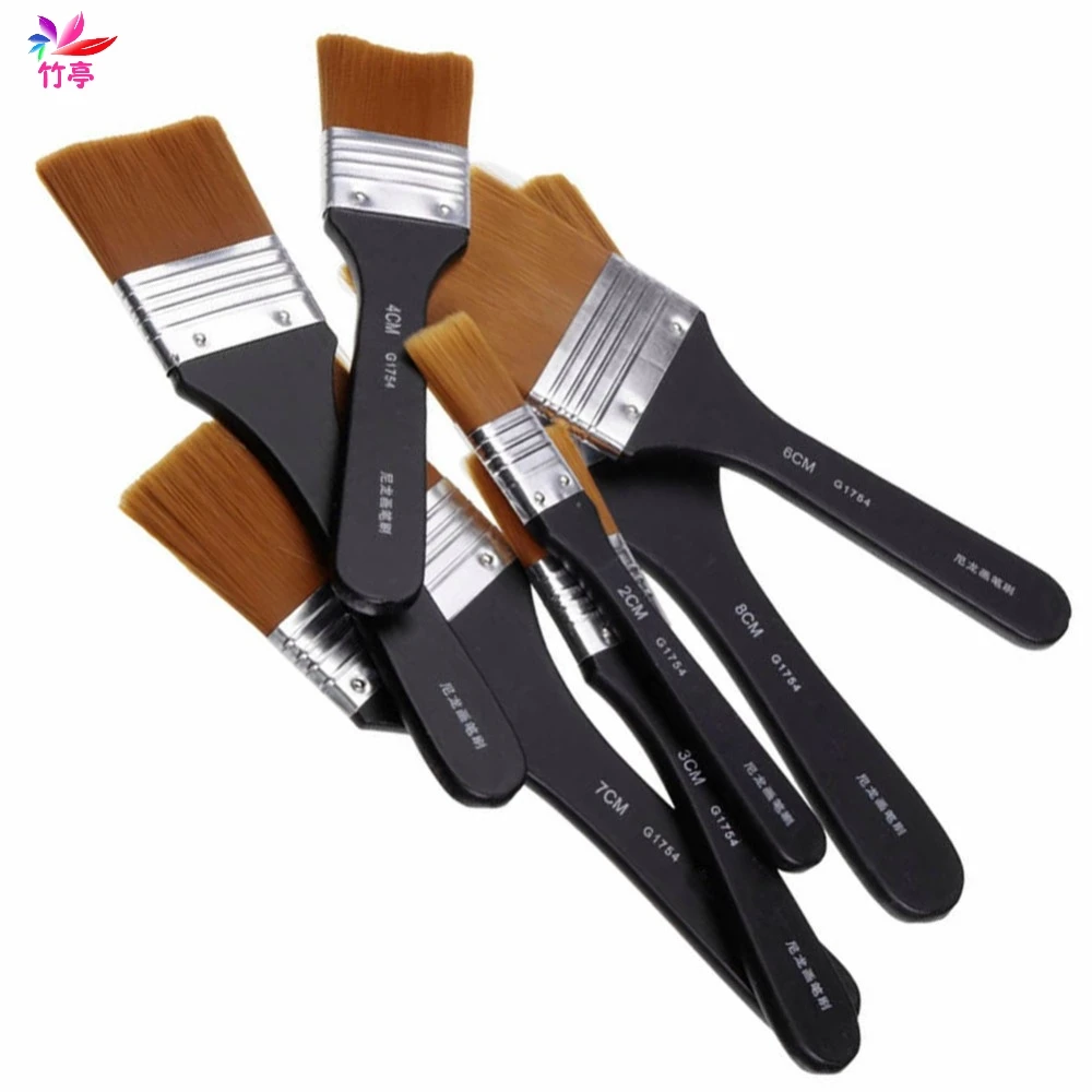 Flat Tips Artist Brush Nylon Hair Oil Painting Watercolor Paint Art Pen 7 Models | Дом и сад