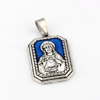 2pcs blue enamel religion charm pendants for jewelry making findings 18 9x35mm