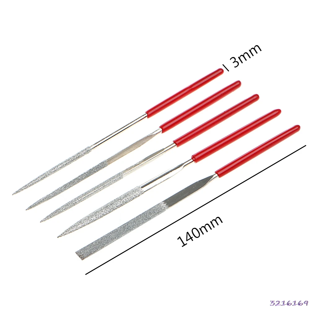 

New 5Pcs Needle Files Kit Carving Jewelry Diamond Glass Stone Wood Craft Tool-34#