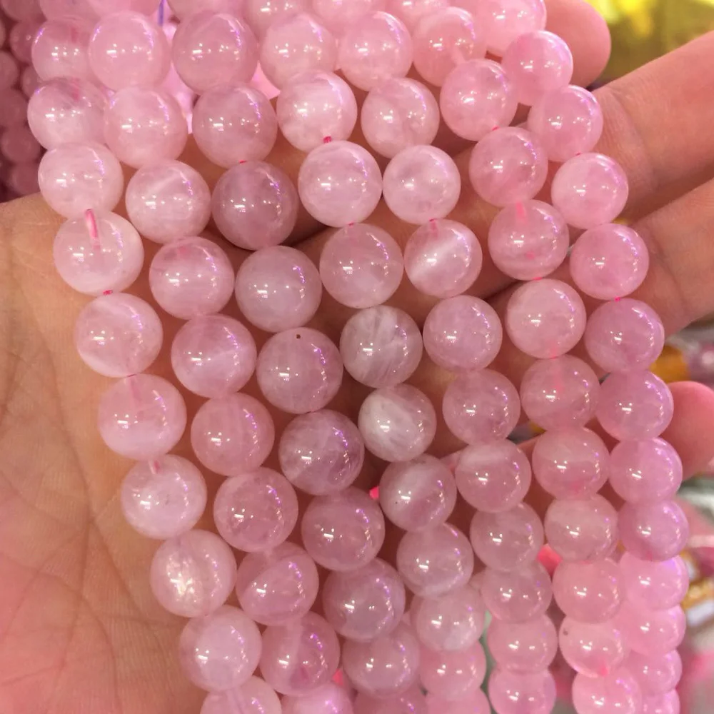 Натуральный Мозамбик розы кварцевые бусины из природного камня бусины DIY свободные для изготовления ювелирных изделий strand 1"