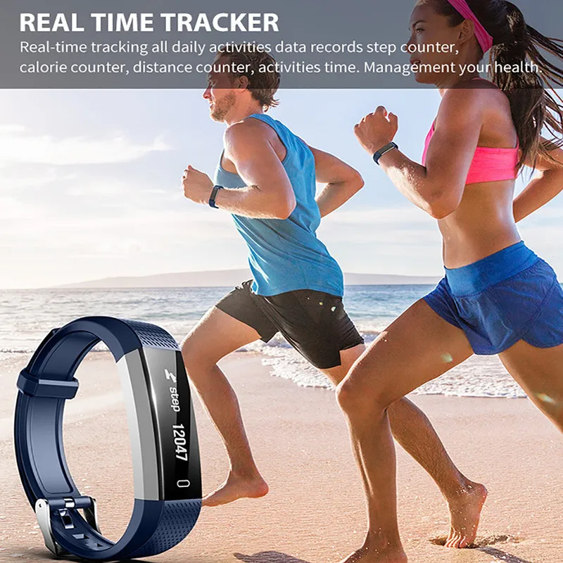 Фитнес часы с трекером активности монитором сердечного ритма водонепроницаемый
