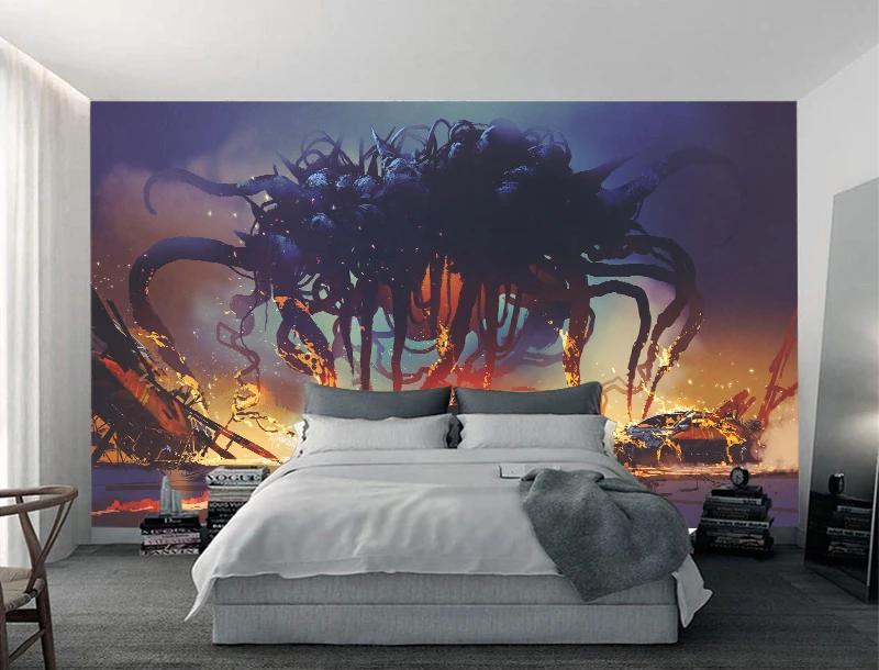 3D обои на заказ робот-осьминог монстр и мир огня плакат для кафе бара домашний