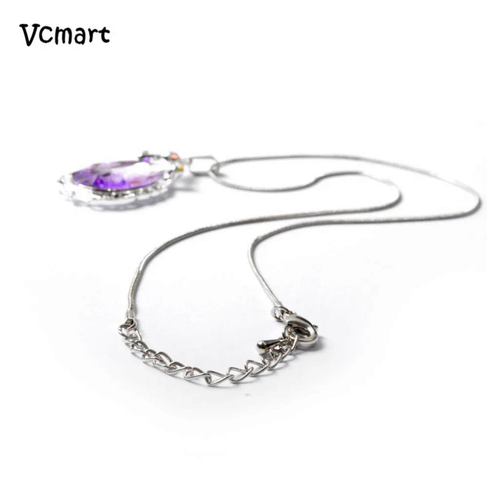 Vcmart 1 шт. софийское ожерелье Принцесса София первая цепочка ожерелье из нержавеющей стали с фиолетовой каплевидной подвеской амулет