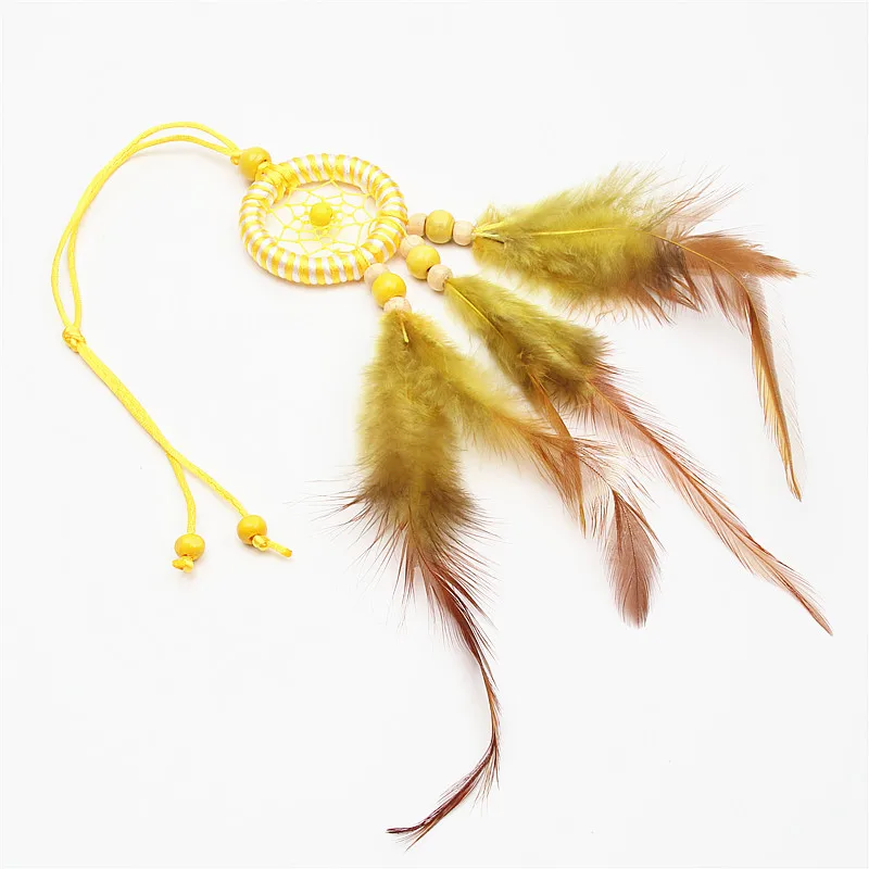 1 шт Boho Стиль брелки Ловец снов Красочные перо с деревянной брелоки с бусинами Для женщин сумка Подвески