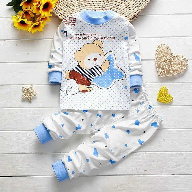 NYSRFZ 2017 Newborn baby Girl boys Sleep wear clothing Set children Pajamas Long johns kids Cotton autumn winter Underwear | Детская