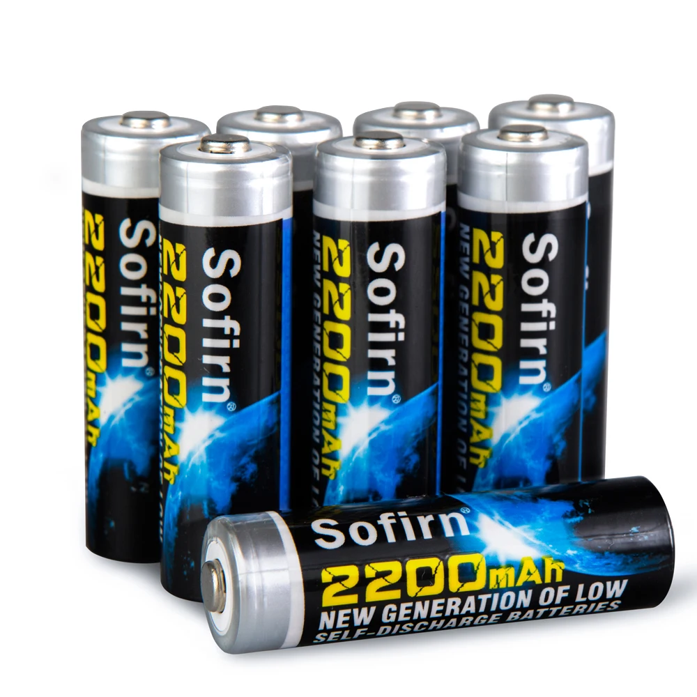 Светодиодный фонарик AA NiMh 2200mAh аккумулятор высокой емкости с предзарядным аккумулятором 8 упаковок с 1100 циклом экологически чистый