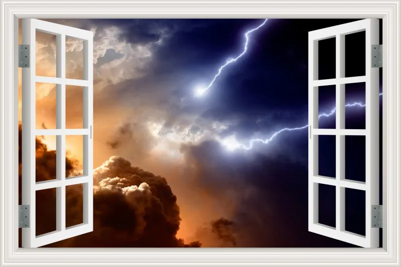 8 3d Вид из окна стены удивительный Lightning Пейзаж Современная Природа обои фрески Стикеры наклейка виниловые Home Decor Гостиная - Цвет: 8
