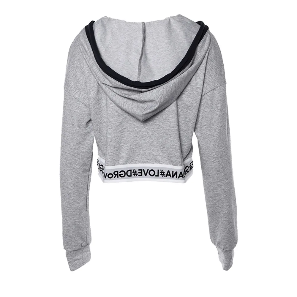Women Exercise Crop Tops Hoodie Sexy Off Shoulder Pullover Sweatshirts Female Gym Fitness Tracksuit Casual Harajuku Sportswear | Спорт и