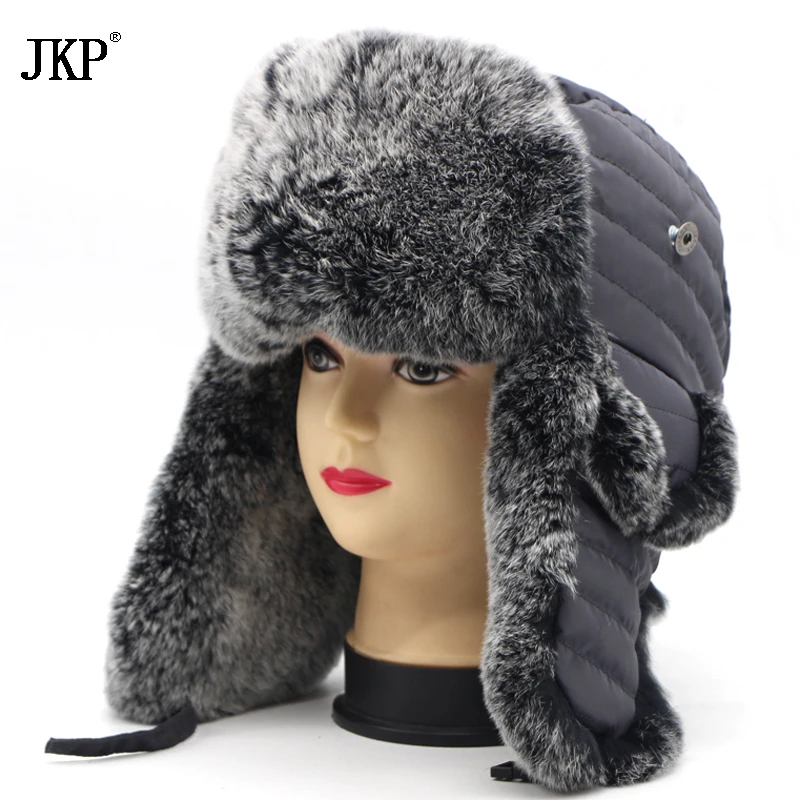 Высококачественные зимние шапки из 100% натурального кроличьего меха с ушами и