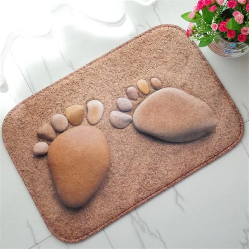 

3D Cobblestone Printed Floor Mats Anti-slip Rugs Carpets Footprint Front Door Doormat Bathroom Carpet Kitchen Mats Gift