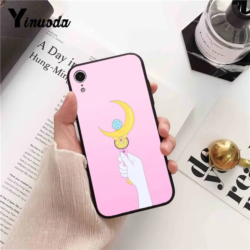 Yinuoda розовый японский аниме Kawaii Сейлор Мун чехол для телефона iPhone 5 5Sx 6 7 7plus 8 8Plus X XS