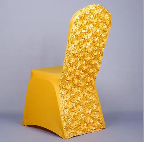 yellow Meijuner 1 шт. полиэстер спандекс розы стул Чехлы для Свадебная вечеринка стул банкета Обложка Home Decor сиденья MJ085 - Цвет: yellow