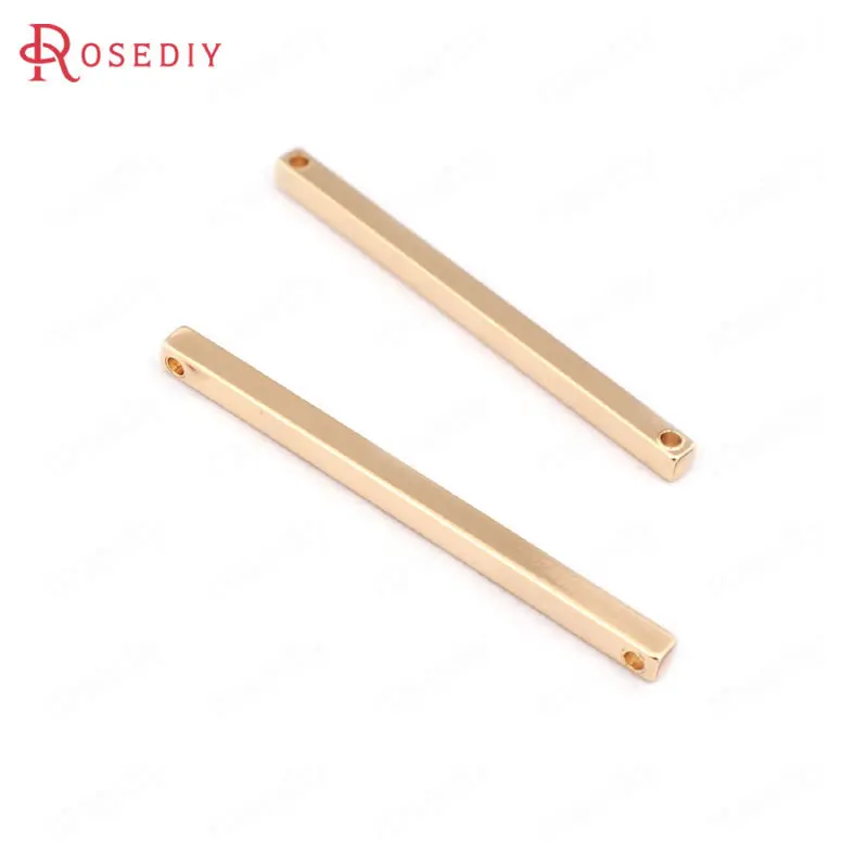 24K Champagne Gold 10 шт., 40 мм, 24 K, цвет шампанского, позолота, латунь, 2 отверстия, квадратный стержень, соединитель, подвески, сделай сам, ювелирное изделие, серьги, аксессуары - Цвет: 24K Champagne Gold