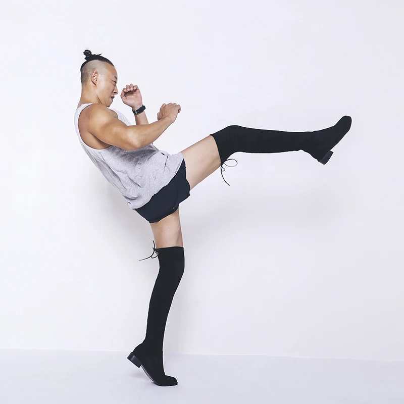 RIZABINA/женские Стрейчевые сапоги Модные зимние выше колена Женские высокие в стиле