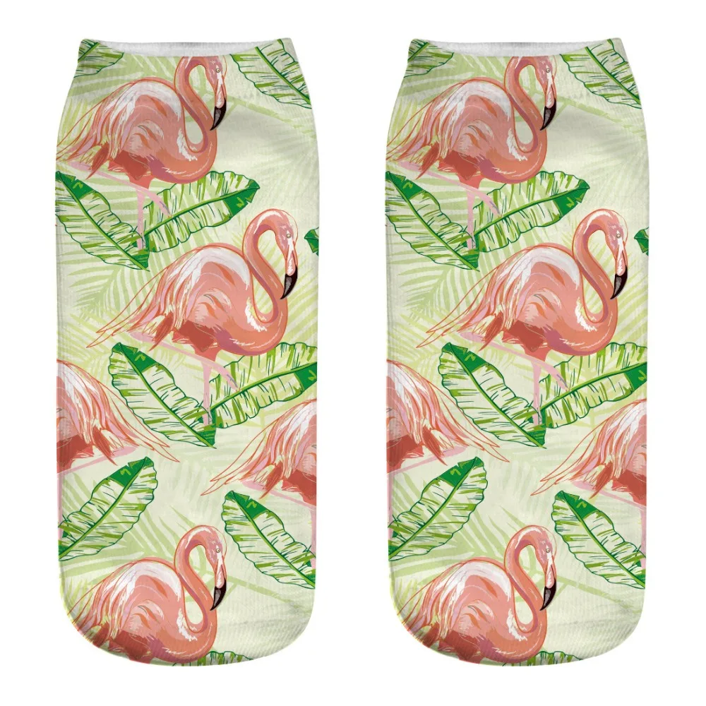 2019 New Funny 3D Flamingo Prints Women Socks Cute Girls Sock Fashion Sox Short Ankle Female Cartoon Lovely Animals | Женская одежда