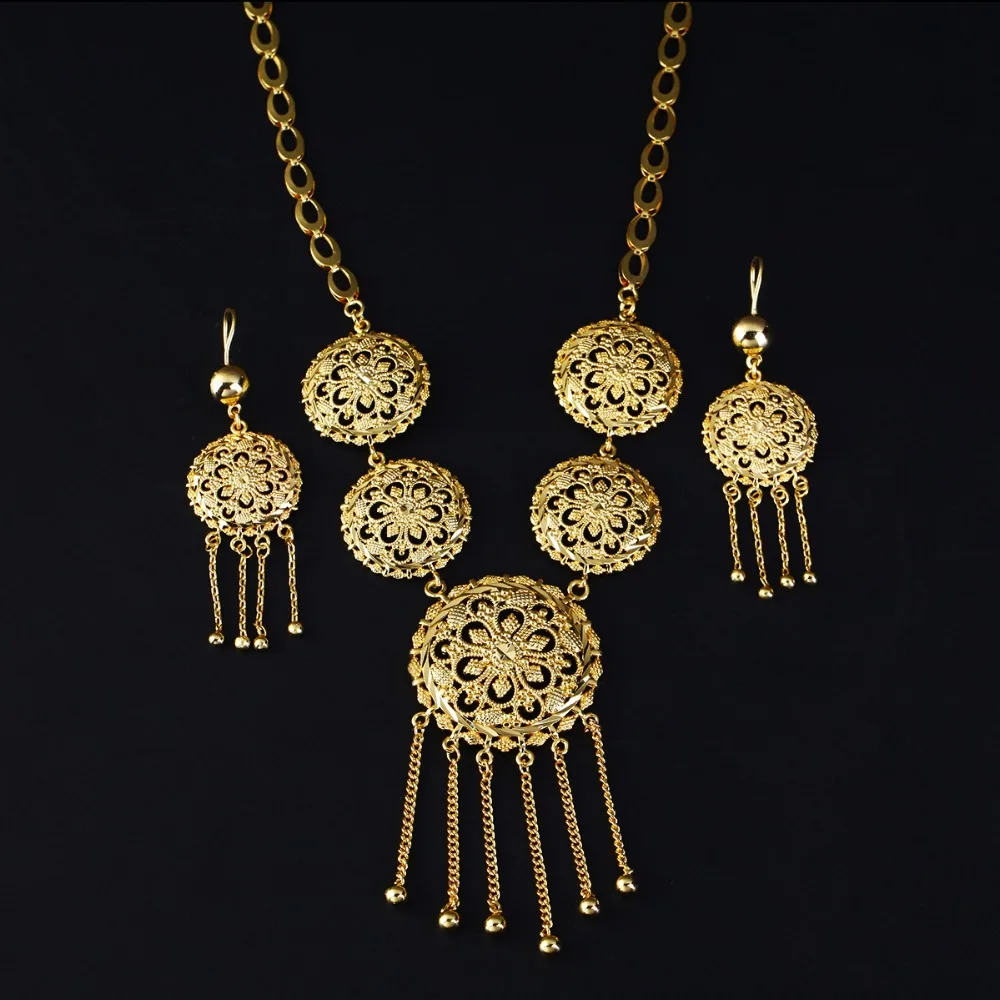 Комплект из колье и серёг под золото 22 к | Украшения аксессуары