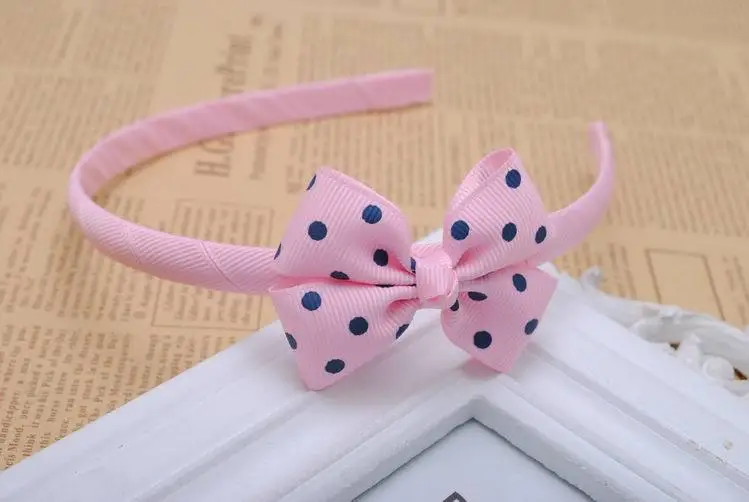 pink 1 шт., Высококачественная лента в горошек, корсажная лента 2, 1/2 дюйма, лента для длинных волос, ободок с бантиком, ободок Тиара для девочек - Цвет: pink