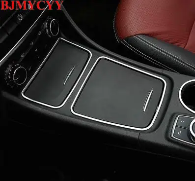BJMYCYY, 2 шт., коробка для хранения центральной консоли, пепельница для сигарет, держатель, накладка, наклейка для Mercedes Benz CLA GLA Class W176 C117