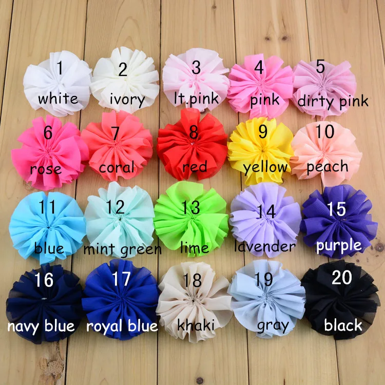 

100 pcs/lot , 2.75" Ballerina Ruffled Chiffon Flowers