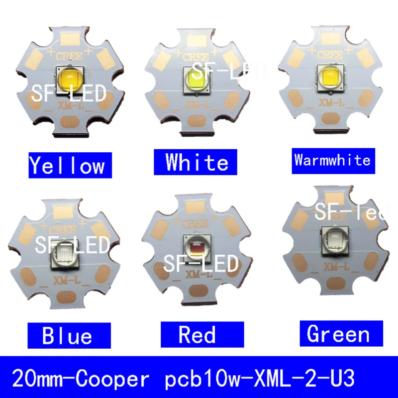 1 шт. CREE XML2 светодиодный XM-L2-диод T6 U2 10 Вт белый нейтральный белый теплый белый красный зеленый синий розовый желтый УФ высокой мощности Светодиодный излучатель