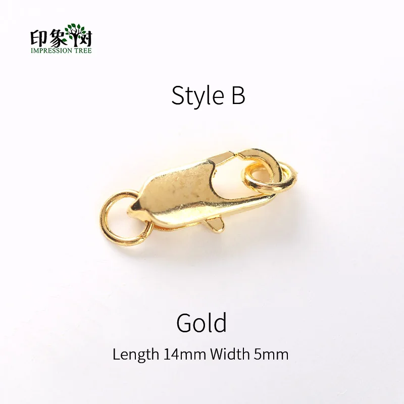Style B Gold 10 pcs/Pack14X5 12X4mm металлические застежки Омаров коготь крючки с кольцами Наборы Серебряный, Золотой, родиевый пластины DIY Изготовление, поиск ювелирных изделий 11000 - Цвет: Style B Gold