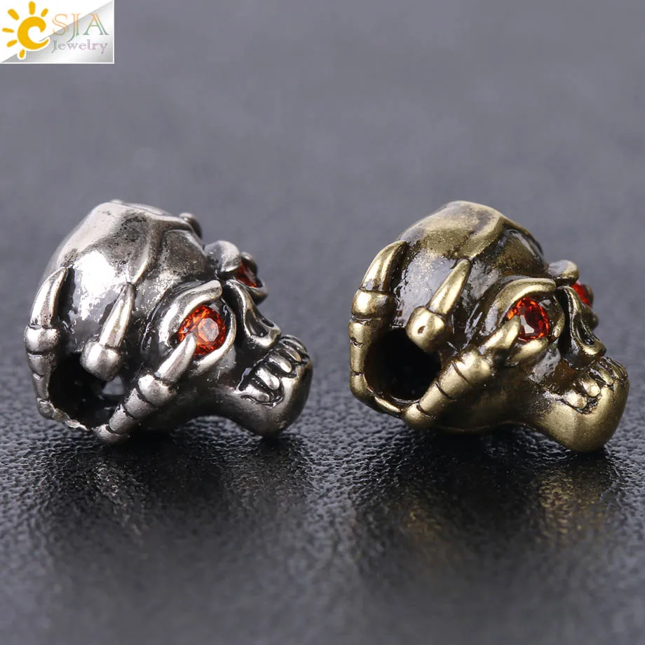 Csja панк череп с красными глазами ювелирные изделия на волосы аксессуары Devil Hand Bone