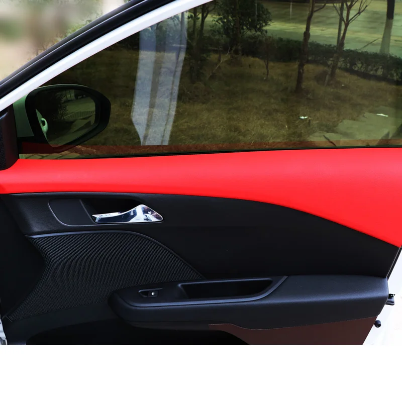 leather red Lsrtw2017 Кожаный Автомобильный Брелок с внутренней двери накладки на панель для Chevrolet Cavalier - Color Name: leather red