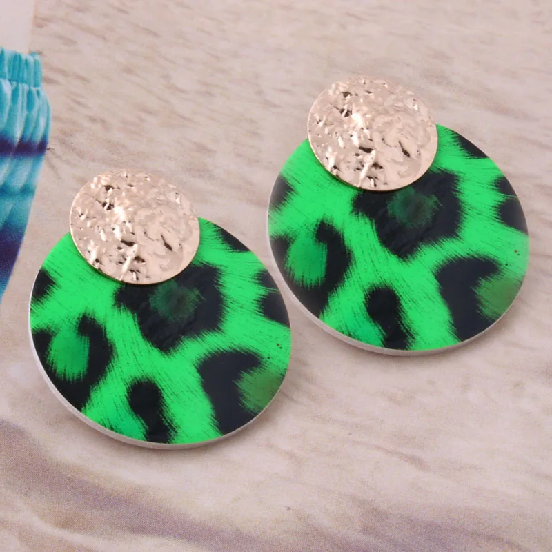 tiger green NeeFu WoFu точка флуоресцентная кожа серьги с тигром змея медь для женщин Brinco Oorbellen модные ювелирные изделия оптом - Окраска металла: tiger green