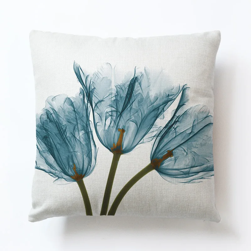 RUBYLOVE Ink Lotus Linen Decorative Square Cushion Cover Home Sofa Throw Pillow Covers Decor Case | Дом и сад