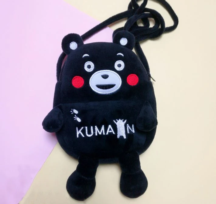 1 шт. милый талисман Кумамон рюкзак мягкая игрушка Кумамото мягкий 3D Медведь дизайн сумка на плечо сумка для монет для детей плюшевые сумки плюшевая игрушка - Цвет: Kumamo plush bag 3