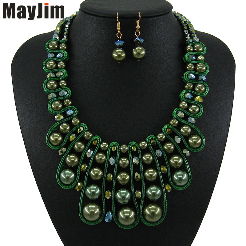 Массивное ожерелье 2018 модные жемчужные Ювелирные наборы Золотая цепочка