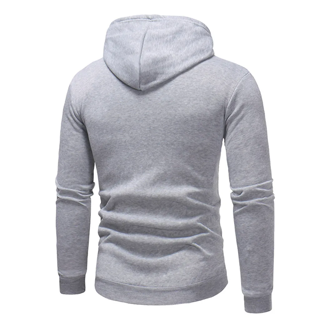 JAYCOSIN men's autumn and winter hooded fleece printing solid color zipper jersey top pants suit sports