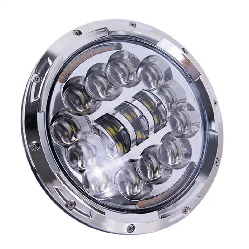 90w Headlight Chrome 7 дюймовый круглый светодиодный головной светильник высокий низкий пучок светильник Halo Угол Eyes DRL светодиодные фары для джипа Wrangler Lada niva Прожекторы для внедорожников 4х4 в байкерском стиле - Цвет: 90w Headlight Chrome