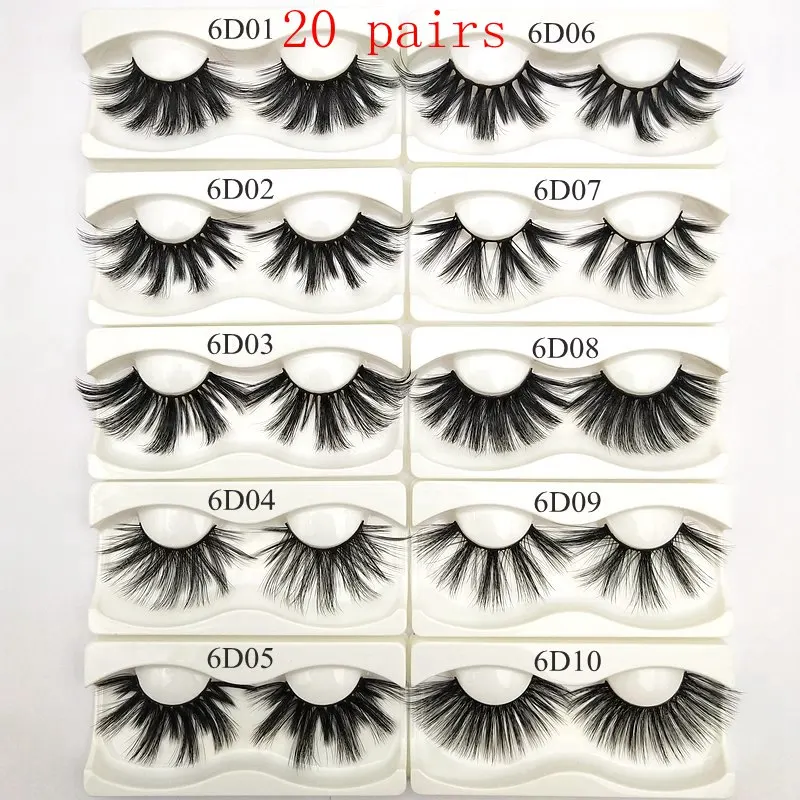 20 pairs Buzzme 6D стиль 25 мм 20 пар в упаковке искусственные норковые ресницы мягкая легкая ресницы шелковые ресницы - Цвет: 20 pairs