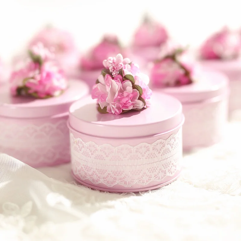 С украшением в виде милого цветка Свадебная конфетная коробка для хранения