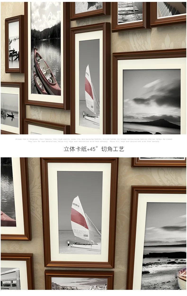 12 шт. Набор комбинированных фоторамок для украшения стен из твердой древесины фоторамка для гостиной фоторамка для свадебной семьи