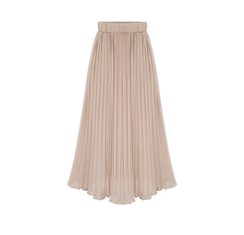 Новая плиссированная юбка со сложенной талией и шифоновая средней длины