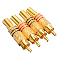4pcs gold plated rca connector rca phono male plug solder audio video cable adapter connectors for audio speaker