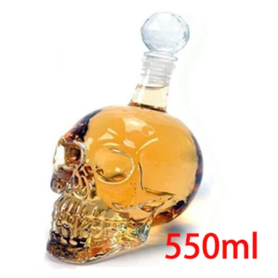 550ml bottle KHGDNOR череп Стекло Shot виски вина с украшением в виде кристаллов бутылка чашки 25 мл 75 мл 150ml 250ml прозрачные вина чашка для питья - Цвет: 550ml bottle